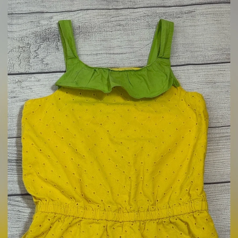 Gymboree Girls Yellow Eyelet Romper Size 8 Cotton Summer Outfit
